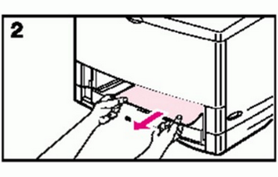 將紙張（zhāng）慢慢地拉（lā）出打（dǎ）印機